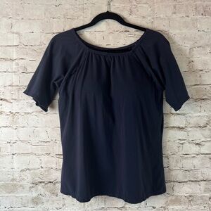 Soft Surroundings Women's 42DD Navy Blue Short Sleeve T Tee Shirt Underwire Bra